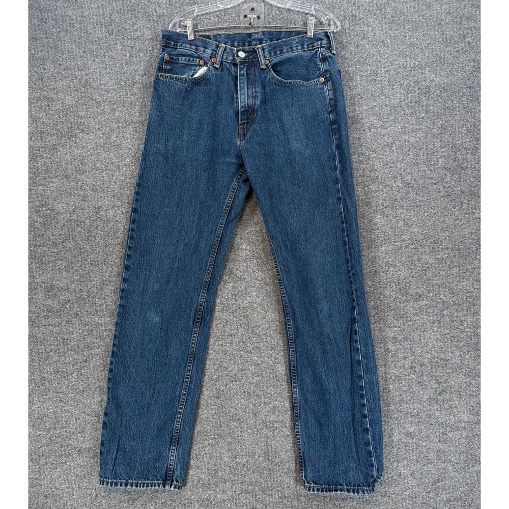 Levis 505 Jeans Men 34x32 Blue Straight Leg Classic Denim Medium Wash Casual